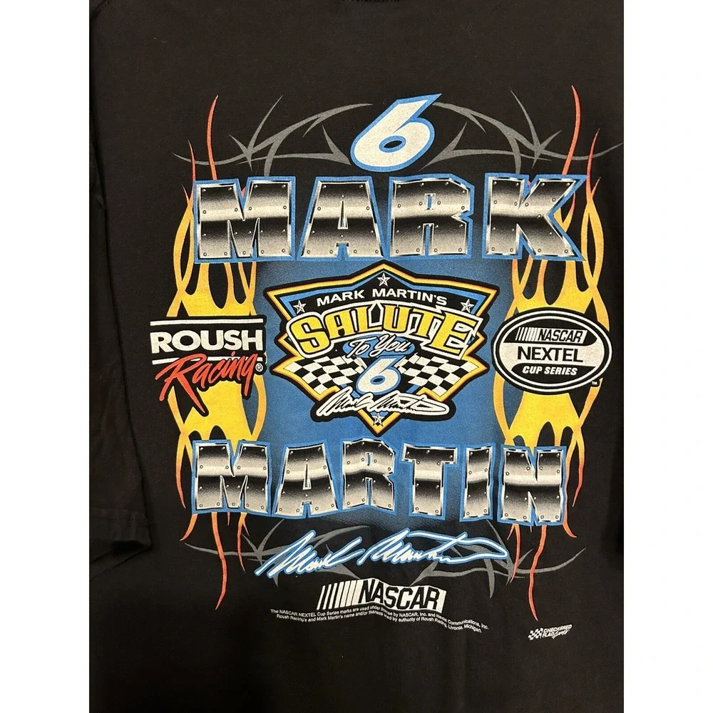 MARK MARTIN #6 SALUTE TO YOU NASCAR VINTAGE BLACK T SHIRT‎ SIZE 3XL DOUBLE SIDED